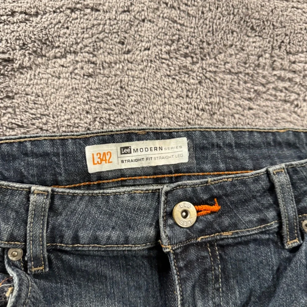 Lee Modern Series Mens Straight Fit Jeans Dark Wash Raw Hem 38x30 L342